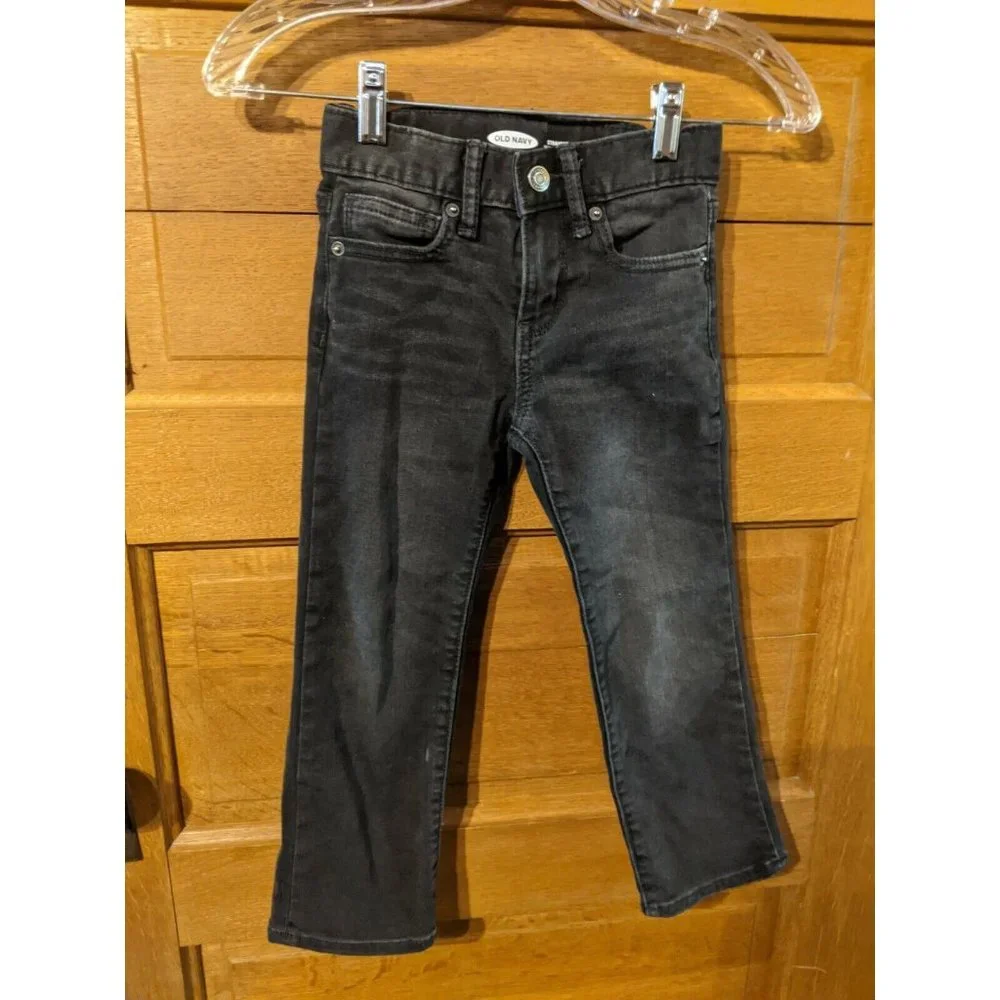 Old Navy Boys Jeans 5 Regular Adjustable Waist Black Pants - Picture 1 of 6